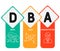 DBA - Data base Administrator  acronym, business concept.