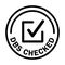 DBS Checked icon. Round stamp with check mark inside. Disclosure and Barring Service