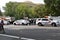 DC municipal trucks act as security barriers blocking off Third Street, near the Justice for J6 Protest