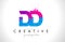 DD D D Letter Logo with Shattered Broken Blue Pink Texture Design Vector.