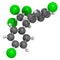 DDT (dichlorodiphenyltrichloroethane) molecule. Controversial pesticide, used in agriculture and for malaria disease vector