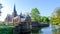 De Haar castle on the lake, Holland. Famous castles of Netherlands