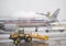 De-icing Aircraft during a snow storm