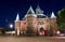 De Waag weigh house in Amsterdam at night, Netherlands