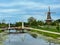 De Zwaan Windmill and Amstel Drawbridge at Windmill Island Gardens in Holland, Michigan