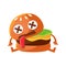 Dead burger cute cartoon fast food emoji character vector Illustration