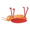 Dead cockroach icon, cartoon style