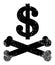 Dead Dollar Grunge Icon Illustration