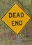 Dead end sign on highway frontage road