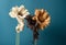 dead flowers, front view, product photography, two tone background - generative Ai illustration