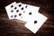 Dead man`s hand. Two-pair poker hand consisting of the black aces and black eights, held by Old West gunfighter Wild Bill Hickok