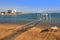 The dead sea resorts in Israel. View of the hotel and the beach