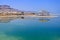 The dead sea resorts in Israel. View of the hotel and the beach