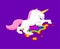 Dead unicorn. Blood rainbow. deceased magic horse. vector illustration