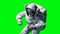 Dead zombie astronaut in space. Cadaver. Green screen. 3d rendering.