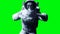 Dead zombie astronaut in space. Cadaver. Green screen. Realistic 4k animation.