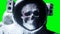 Dead zombie astronaut in space. Cadaver. Green screen. Realistic 4k animation.