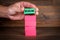 Deadline, business concept. Colorful wooden blocks in a pile on a wooden background