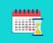 Deadline on calendar with hourglass. Plan of project with time on clock. Icon of schedule with hourglass. Concept of countdown,