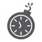 Deadline glyph icon, time and clock, stopwatch sign, vector graphics, a solid pattern on a white background.