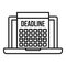 Deadline laptop calendar icon, outline style