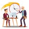 Deadline, Scared Employee Working Next To Angry Manager Vector. Isolated Illustration