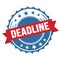 DEADLINE text on red blue ribbon stamp