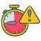 Deadline time alocation warning warn expired timer single isolated icon with doodle colorfull color style