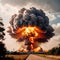 Deadly nuclear explosion from atomic bomb with mushroom cloud