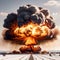 Deadly nuclear explosion from atomic bomb with mushroom cloud