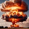 Deadly nuclear explosion from atomic bomb with mushroom cloud