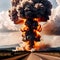 Deadly nuclear explosion from atomic bomb with mushroom cloud