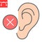 Deaf color line icon, disability and deafness, hearing impaired sign vector graphics, editable stroke filled outline icon, eps 10