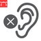 Deaf glyph icon, disability and deafness, hearing impaired sign vector graphics, editable stroke solid icon, eps 10