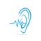 Deaf icon, Hearing and ear blue icon, disability to hear icon