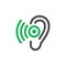 Deaf illustration, hearing aid icon