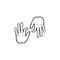 Deaf language hand drawn outline doodle icon.
