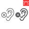 Deaf line and glyph icon, disability and deafness, hearing impaired sign vector graphics, editable stroke linear icon