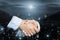 Deal or agreement business concept, handshake double exposure, c