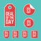 Deal of the day sale sticker. Modern flat design, red color tag. Advertising promotional price label.
