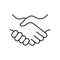 Deal Line Icon. Handshake Linear Pictogram. Business Partnership, Hand Shake Outline Symbol. Professional Agreement