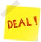 Deal, special offer sale sign, handwritten on sticker vector ill