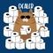 Dealer- funny text with cool cat and toilet papers on blue background.