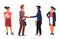 Dealing handshake gesture businessmen and businesswomen boss and secretaries