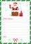 Dear santa claus, blank letter template with christmas symbols.