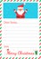 Dear santa claus, blank letter template with christmas symbols