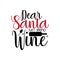 Dear Santa just bring wine- funny Christmas text, with bottle and glass silhouette.