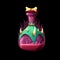 Death elixir potion, fantasy poison cartoon bottle