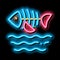 death of fish in water neon glow icon illustration