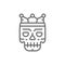 Death mask, tattoo sketch line icon.